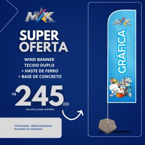 WIND BANNER Oxfordine 200x60 4x4 Tecido Duplo  